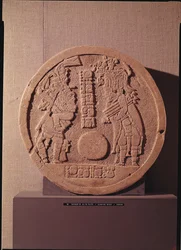 Pelote-Marker, der zwei Spieler darstellt, Maya, aus Guatemala, 600-950